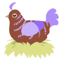 hmmm pudding, a russet and lilac chicken with a half-bar pattern