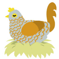 Full Yellow Lace, a silver and ochre chicken with a lace pattern