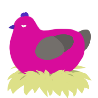 All Night Rave, a fuchsia and grey chicken