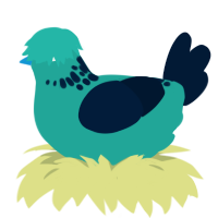Seafoam, a turquoise and tumblr chicken with a neck-speckle pattern