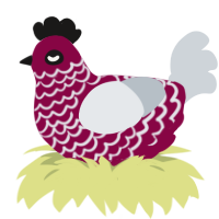 Wonderment, a maroon and mist chicken with a lace pattern