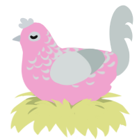 A pink and silver chicken with a half-lace pattern