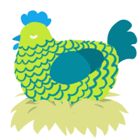 A lime and sea chicken with a lace pattern
