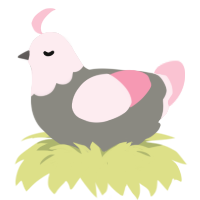 Pinkie, a ash and rose chicken with a head pattern