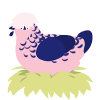 tachycardia, a rose and navy chicken with a half-lace pattern