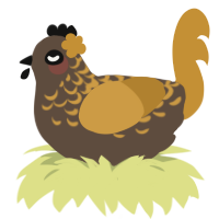 고고리, a bark and gold chicken with a half-lace pattern