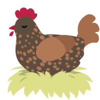A bark and brown chicken with a speckle pattern
