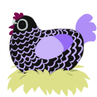 Plate, a black and lilac chicken with a lace pattern