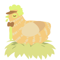 Slungus, a honey and beige chicken with a bar pattern