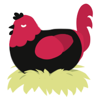 A black and crimson chicken with a head pattern