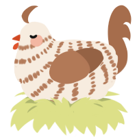 Sh1taki, a cream and brown chicken with a bar pattern