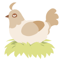 A cream and beige chicken with a head pattern
