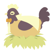 A beige and overcast chicken with a head pattern