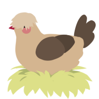 A beige and bark chicken