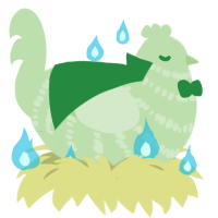 Eat your greens, a gluppy chicken with a bar pattern