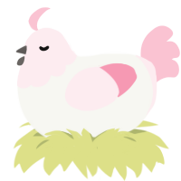 Rosie, a white and rose chicken with a head pattern