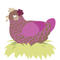 A russet and fuchsia chicken with a lace pattern