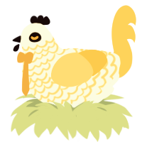 A white and honey chicken with a lace pattern
