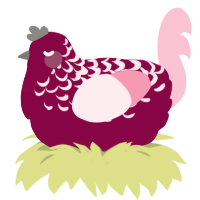 A maroon and rose chicken with a half-lace pattern