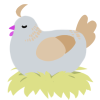 Crunchy Peanut, a mist and beige chicken with a neck-band pattern