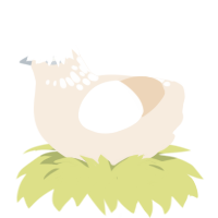 A cream chicken with a neck-speckle pattern