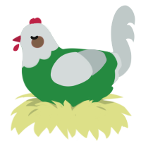A viridian and silver chicken with a head pattern