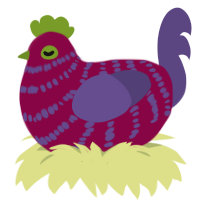 A maroon and overcast chicken with a bar pattern