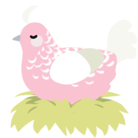 A rose and white chicken with a half-lace pattern