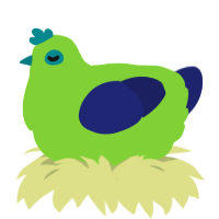 A grass and navy chicken