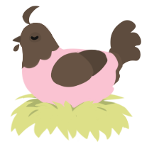 A rose and bark chicken with a head pattern