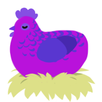 A amethyst and indigo chicken with a half-lace pattern