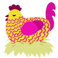 (unnamed), a yellow and fuchsia chicken with a lace pattern