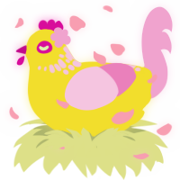 Pink Lemonade, a yellow and pink chicken with a neck-speckle pattern