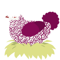 Tangle, a white and wine chicken with a double-lace pattern