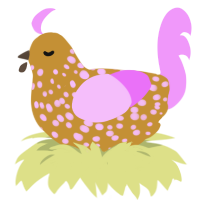 2424, a gold and lavender chicken with a speckle pattern