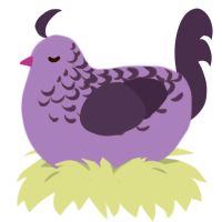 Ghost of Chicago, a blurple and navy chicken with a half-lace pattern