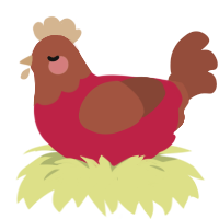 A crimson and russet chicken with a head pattern