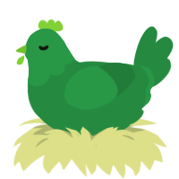A viridian chicken with a head pattern