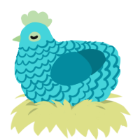 A aqua and sea chicken with a lace pattern