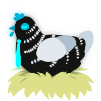 101exe, a black and mist chicken with a half-bar pattern