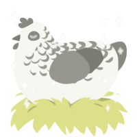 Crystal, a white and ash chicken with a half-lace pattern