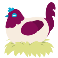 A cream and wine chicken with a head pattern