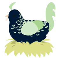 A tumblr and gluppy chicken with a half-lace pattern