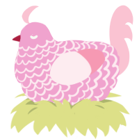 A pink and rose chicken with a lace pattern