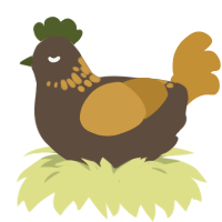 A bark and gold chicken with a neck-speckle pattern
