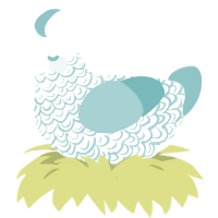 A white and aqua chicken with a double-lace pattern