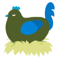 Kelp, a olive and sapphire chicken