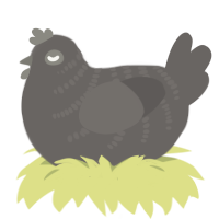 brick, a grey chicken with a half-bar pattern