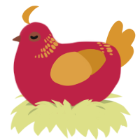 Taki, a crimson and orange chicken with a neck-band pattern