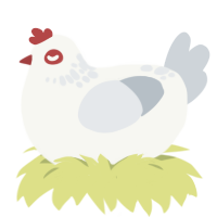 A white and mist chicken with a neck-speckle pattern